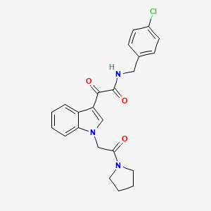 molecular formula C23H22ClN3O3 B2465552 N-(4-chlorobenzyl)-2-oxo-2-(1-(2-oxo-2-(pyrrolidin-1-yl)ethyl)-1H-indol-3-yl)acetamide CAS No. 872849-14-4