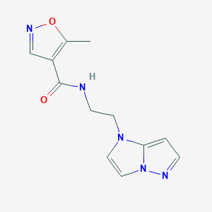 molecular formula C12H13N5O2 B2465553 N-(2-(1H-imidazo[1,2-b]pyrazol-1-yl)ethyl)-5-methylisoxazole-4-carboxamide CAS No. 1798676-65-9