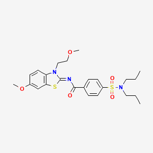 molecular formula C24H31N3O5S2 B2465561 4-(dipropylsulfamoyl)-N-[(2Z)-6-methoxy-3-(2-methoxyethyl)-2,3-dihydro-1,3-benzothiazol-2-ylidene]benzamide CAS No. 865161-34-8