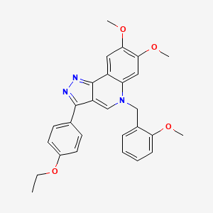 molecular formula C28H27N3O4 B2465574 3-(4-ethoxyphenyl)-7,8-dimethoxy-5-[(2-methoxyphenyl)methyl]-5H-pyrazolo[4,3-c]quinoline CAS No. 872198-48-6