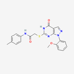 molecular formula C21H19N5O3S B2465612 2-((1-(2-methoxyphenyl)-4-oxo-4,5-dihydro-1H-pyrazolo[3,4-d]pyrimidin-6-yl)thio)-N-(p-tolyl)acetamide CAS No. 946366-18-3