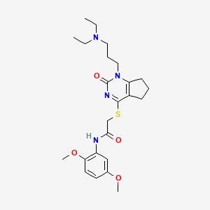molecular formula C24H34N4O4S B2465616 2-((1-(3-(diethylamino)propyl)-2-oxo-2,5,6,7-tetrahydro-1H-cyclopenta[d]pyrimidin-4-yl)thio)-N-(2,5-dimethoxyphenyl)acetamide CAS No. 898460-31-6