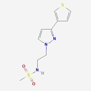 molecular formula C10H13N3O2S2 B2465626 N-(2-(3-(thiophen-3-yl)-1H-pyrazol-1-yl)ethyl)methanesulfonamide CAS No. 2034452-85-0