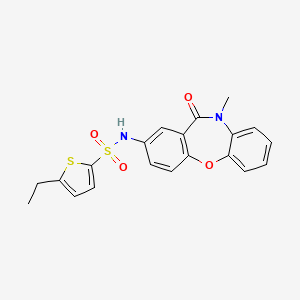 molecular formula C20H18N2O4S2 B2465660 5-ethyl-N-(10-methyl-11-oxo-10,11-dihydrodibenzo[b,f][1,4]oxazepin-2-yl)thiophene-2-sulfonamide CAS No. 922136-28-5