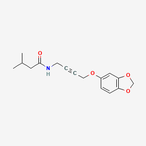 molecular formula C16H19NO4 B2465661 N-(4-(benzo[d][1,3]dioxol-5-yloxy)but-2-yn-1-yl)-3-methylbutanamide CAS No. 1428349-90-9