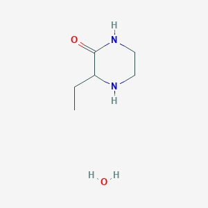 molecular formula C6H14N2O2 B2465662 3-Ethyl-2-piperazinone hydrate CAS No. 1214065-31-2