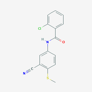 molecular formula C15H11ClN2OS B2465671 2-chloro-N-[3-cyano-4-(methylsulfanyl)phenyl]benzamide CAS No. 306980-84-7