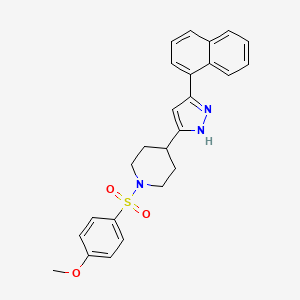 molecular formula C25H25N3O3S B2465676 methyl 4-({4-[5-(1-naphthyl)-1H-pyrazol-3-yl]piperidino}sulfonyl)phenyl ether CAS No. 1030386-11-8