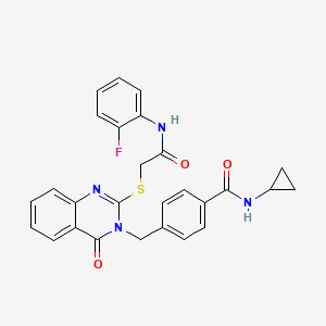 N-cyclopropyl-4-((2-((2-((2-fluorophenyl)amino)-2-oxoethyl)thio)-4-oxoquinazolin-3(4H)-yl)methyl)benzamide
