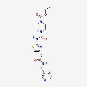 molecular formula C19H24N6O4S B2465685 Ethyl 4-((4-(2-oxo-2-((pyridin-3-ylmethyl)amino)ethyl)thiazol-2-yl)carbamoyl)piperazine-1-carboxylate CAS No. 1021258-73-0