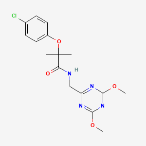 2-(4-chlorophenoxy)-N-((4,6-dimethoxy-1,3,5-triazin-2-yl)methyl)-2-methylpropanamide