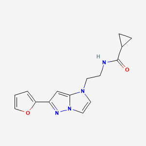 molecular formula C15H16N4O2 B2465689 N-(2-(6-(furan-2-yl)-1H-imidazo[1,2-b]pyrazol-1-yl)ethyl)cyclopropanecarboxamide CAS No. 1788773-41-0
