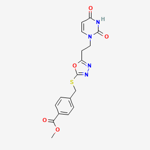 methyl 4-(((5-(2-(2,4-dioxo-3,4-dihydropyrimidin-1(2H)-yl)ethyl)-1,3,4-oxadiazol-2-yl)thio)methyl)benzoate