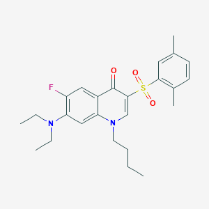 molecular formula C25H31FN2O3S B2465733 1-Butyl-7-(diethylamino)-3-(2,5-dimethylbenzenesulfonyl)-6-fluoro-1,4-dihydroquinolin-4-one CAS No. 892782-47-7