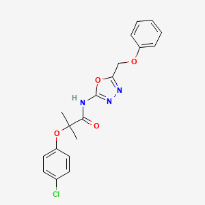 molecular formula C19H18ClN3O4 B2465738 2-(4-chlorophenoxy)-2-methyl-N-(5-(phenoxymethyl)-1,3,4-oxadiazol-2-yl)propanamide CAS No. 1286704-70-8
