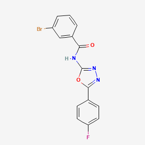 molecular formula C15H9BrFN3O2 B2465746 3-bromo-N-(5-(4-fluorophenyl)-1,3,4-oxadiazol-2-yl)benzamide CAS No. 865285-35-4