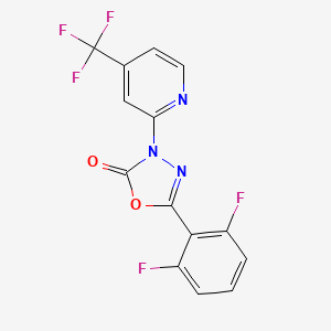 molecular formula C14H6F5N3O2 B2465748 1,3,4-Oxadiazol-2(3H)-one, 5-(2,6-difluorophenyl)-3-[4-(trifluoromethyl)pyridin-2-yl]- CAS No. 883009-97-0