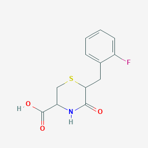 molecular formula C12H12FNO3S B2465754 6-[(2-Fluorophenyl)methyl]-5-oxothiomorpholine-3-carboxylic acid CAS No. 1032056-52-2