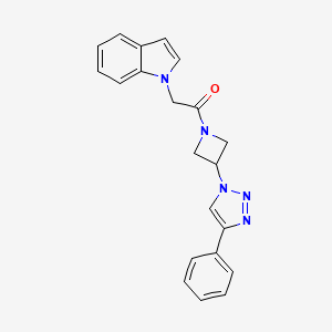 molecular formula C21H19N5O B2465755 2-(1H-indol-1-yl)-1-(3-(4-phenyl-1H-1,2,3-triazol-1-yl)azetidin-1-yl)ethanone CAS No. 2034291-84-2