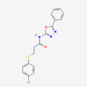 molecular formula C17H14ClN3O2S B2465756 3-(4-chlorophenyl)sulfanyl-N-(5-phenyl-1,3,4-oxadiazol-2-yl)propanamide CAS No. 895480-53-2