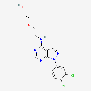 molecular formula C15H15Cl2N5O2 B2465757 2-(2-((1-(3,4-dichlorophenyl)-1H-pyrazolo[3,4-d]pyrimidin-4-yl)amino)ethoxy)ethanol CAS No. 890896-36-3