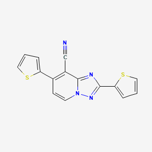 molecular formula C15H8N4S2 B2465759 2,7-Di(2-thienyl)[1,2,4]triazolo[1,5-a]pyridine-8-carbonitrile CAS No. 866144-66-3