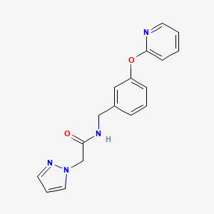 molecular formula C17H16N4O2 B2465763 2-(1H-pyrazol-1-yl)-N-(3-(pyridin-2-yloxy)benzyl)acetamide CAS No. 1797891-21-4