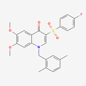 1-[(2,5-Dimethylphenyl)methyl]-3-(4-fluorophenyl)sulfonyl-6,7-dimethoxyquinolin-4-one