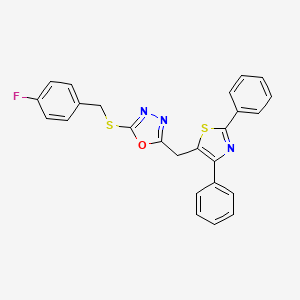5-[(2,4-Diphenyl-1,3-thiazol-5-yl)methyl]-1,3,4-oxadiazol-2-yl 4-fluorobenzyl sulfide