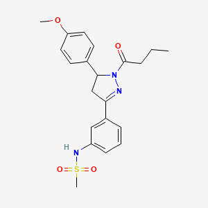 molecular formula C21H25N3O4S B2465780 N-{3-[1-butanoyl-5-(4-methoxyphenyl)-4,5-dihydro-1H-pyrazol-3-yl]phenyl}methanesulfonamide CAS No. 923178-29-4