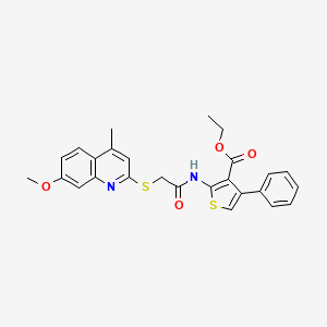 Ethyl 2-({[(7-methoxy-4-methylquinolin-2-yl)sulfanyl]acetyl}amino)-4-phenylthiophene-3-carboxylate