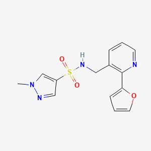 N-((2-(furan-2-yl)pyridin-3-yl)methyl)-1-methyl-1H-pyrazole-4-sulfonamide
