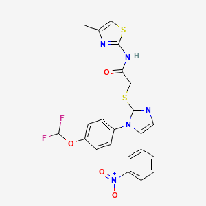 2-((1-(4-(difluoromethoxy)phenyl)-5-(3-nitrophenyl)-1H-imidazol-2-yl)thio)-N-(4-methylthiazol-2-yl)acetamide