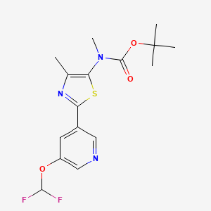 molecular formula C16H19F2N3O3S B2465809 FC(OC=1C=C(C=NC=1)C=1SC(=C(N=1)C)N(C(OC(C)(C)C)=O)C)F CAS No. 1893370-53-0