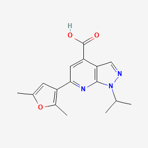 molecular formula C16H17N3O3 B2465810 6-(2,5-二甲基呋喃-3-基)-1-(异丙基)-1H-吡唑并[3,4-b]吡啶-4-羧酸 CAS No. 924249-82-1