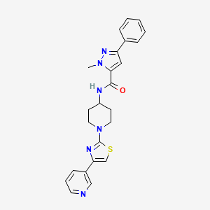 B2465812 1-methyl-3-phenyl-N-(1-(4-(pyridin-3-yl)thiazol-2-yl)piperidin-4-yl)-1H-pyrazole-5-carboxamide CAS No. 1790201-86-3