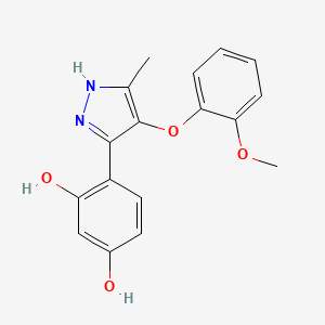 molecular formula C17H16N2O4 B2465813 4-(4-(2-methoxyphenoxy)-5-methyl-1H-pyrazol-3-yl)benzene-1,3-diol CAS No. 879441-62-0