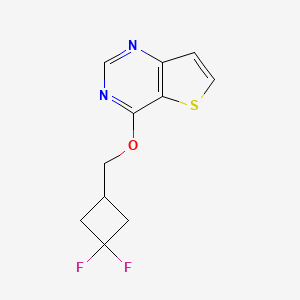 molecular formula C11H10F2N2OS B2465818 4-[(3,3-二氟环丁基)甲氧基]噻吩[3,2-d]嘧啶 CAS No. 2199179-38-7