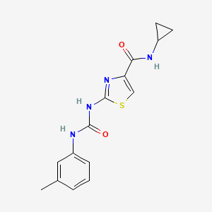 molecular formula C15H16N4O2S B2465825 N-cyclopropyl-2-(3-(m-tolyl)ureido)thiazole-4-carboxamide CAS No. 941968-66-7