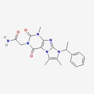 molecular formula C20H22N6O3 B2465828 2-[4,7,8-Trimethyl-1,3-dioxo-6-(1-phenylethyl)purino[7,8-a]imidazol-2-yl]acetamide CAS No. 919030-94-7