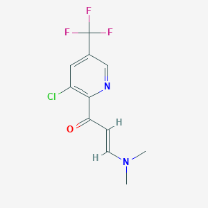 molecular formula C11H10ClF3N2O B2465830 (E)-1-[3-chloro-5-(trifluoromethyl)-2-pyridinyl]-3-(dimethylamino)-2-propen-1-one CAS No. 1107035-71-1