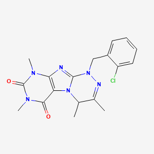 molecular formula C18H19ClN6O2 B2465831 1-(2-chlorobenzyl)-3,4,7,9-tetramethyl-7,9-dihydro-[1,2,4]triazino[3,4-f]purine-6,8(1H,4H)-dione CAS No. 898412-96-9