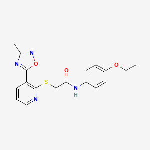 molecular formula C18H18N4O3S B2465832 N-(4-ethoxyphenyl)-2-((3-(3-methyl-1,2,4-oxadiazol-5-yl)pyridin-2-yl)thio)acetamide CAS No. 1251589-65-7