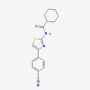 molecular formula C17H17N3OS B2465850 N-[4-(4-cyanophenyl)-1,3-thiazol-2-yl]cyclohexanecarboxamide CAS No. 476281-00-2