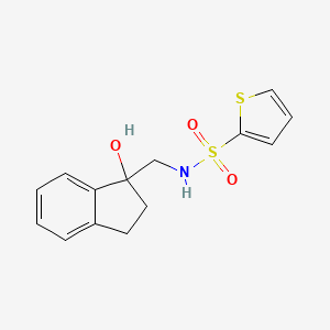 molecular formula C14H15NO3S2 B2465856 N-((1-hydroxy-2,3-dihydro-1H-inden-1-yl)methyl)thiophene-2-sulfonamide CAS No. 1448129-81-4
