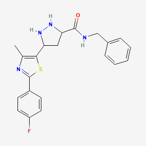 molecular formula C21H17FN4OS B2465866 N-benzyl-3-[2-(4-fluorophenyl)-4-methyl-1,3-thiazol-5-yl]-1H-pyrazole-5-carboxamide CAS No. 1296272-81-5