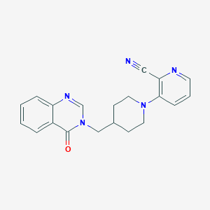 molecular formula C20H19N5O B2465878 3-{4-[(4-Oxo-3,4-dihydroquinazolin-3-yl)methyl]piperidin-1-yl}pyridine-2-carbonitrile CAS No. 2380176-05-4