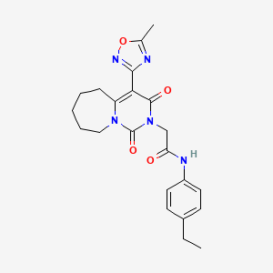 molecular formula C22H25N5O4 B2465931 N-(4-ethylphenyl)-2-[4-(5-methyl-1,2,4-oxadiazol-3-yl)-1,3-dioxo-1H,2H,3H,5H,6H,7H,8H,9H-pyrimido[1,6-a]azepin-2-yl]acetamide CAS No. 1775354-06-7