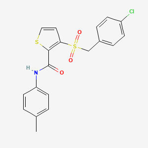molecular formula C19H16ClNO3S2 B2465973 3-[(4-chlorobenzyl)sulfonyl]-N-(4-methylphenyl)-2-thiophenecarboxamide CAS No. 251097-11-7