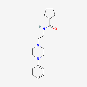 molecular formula C18H27N3O B2465974 N-[2-(4-phenylpiperazin-1-yl)ethyl]cyclopentanecarboxamide CAS No. 1049443-69-7